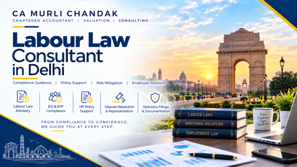 Labour Law Consultant in Delhi: CA Murli Chandak’s Guide to the Labour Codes, the 2026 Shops Act Amendment, the Delhi Welfare Fund, PF, ESIC and Payroll Compliance